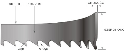 piły taśmowe - sposób budowy